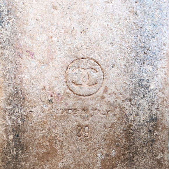 Chanel💯19P CC Logo Platform Mules Sandals 39/8.5 - Picture 9 of 11